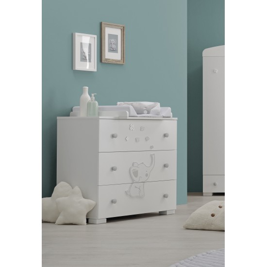 Cabinet with Changing Table Elly White